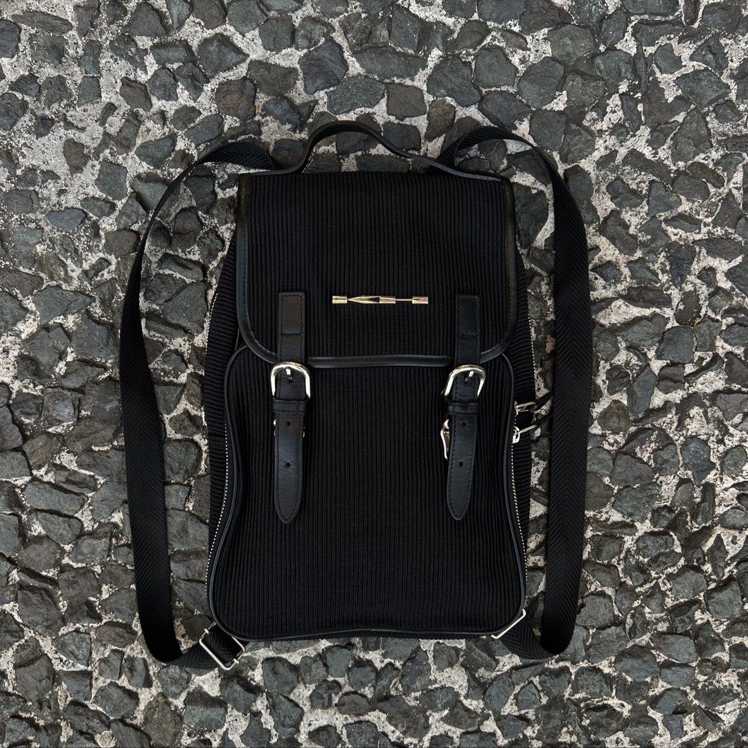 Katharine Hamnett London Cords Small Back pack (Category: Backpacks) located in Quezon City. Submitted by shanks. (Listing ID 1429995782, Image 1). Description: - Katharine Hamnett London Cords Small Backpack - Black color - Corduroy material - Classic design Dimensions : Height : 14 inches Width : 10.5 Issue: Stains.