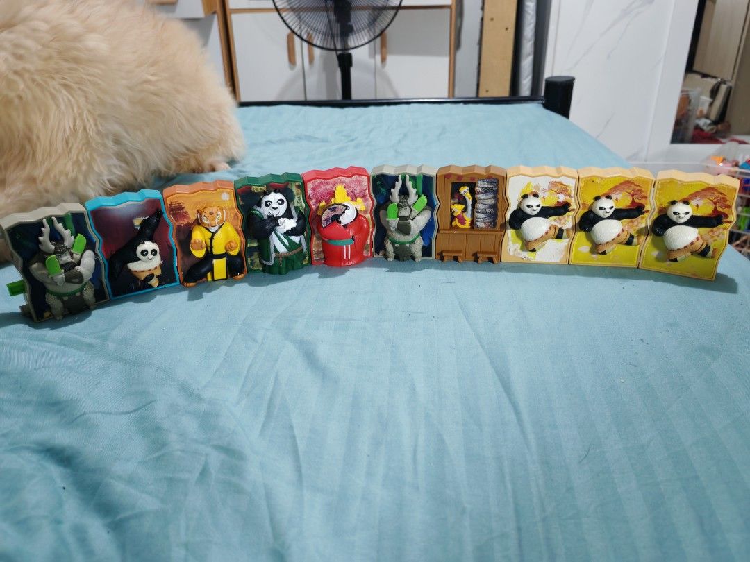 Kung Fu Panda Toy Set (Category: Figurines & Statues) located in Quezon City. Submitted by tiffy2010 (Listing ID 1429965844, Image 2). Description: +1 This image features a collection of Kung Fu Panda 3 Happy Meal toys, which were released by McDonald's in 2016. The set includes characters like Po, Tigress, and Kai in various action poses. These toys are designed to connect together to form a display scene. They are recognized as collectible fast