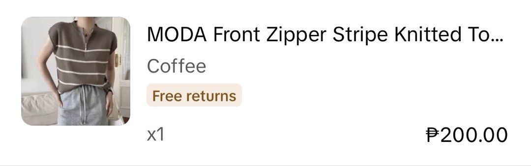 MODA Front Zipper Stripe Knitted Top (Category: Blouses) located in Manila. Submitted by acbefgh (Listing ID 1429867910, Image 2). Description: .