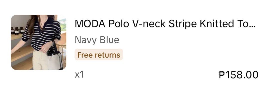 MODA Polo V-neck Stripe Knitted Top - Navy Blue (Category: Blouses) located in Manila. Submitted by acbefgh (Listing ID 1429868038, Image 2). Description: .