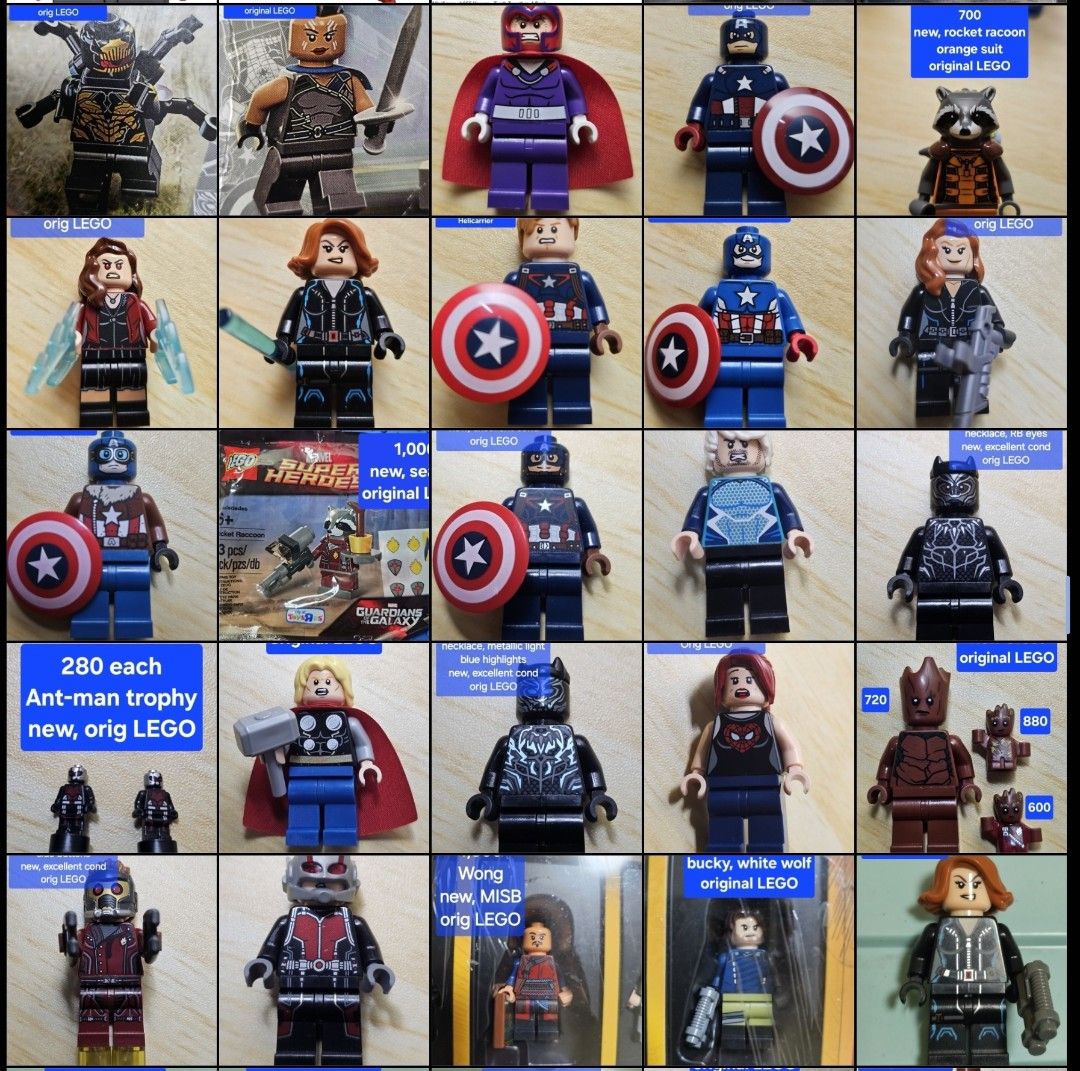 Original LEGO Marvel Minifigures (Category: Lego & Building Sets) located in Quezon City. Submitted by ian_e82 (Listing ID 1429843662, Image 2). Description: authentic LEGO, price at each photo.