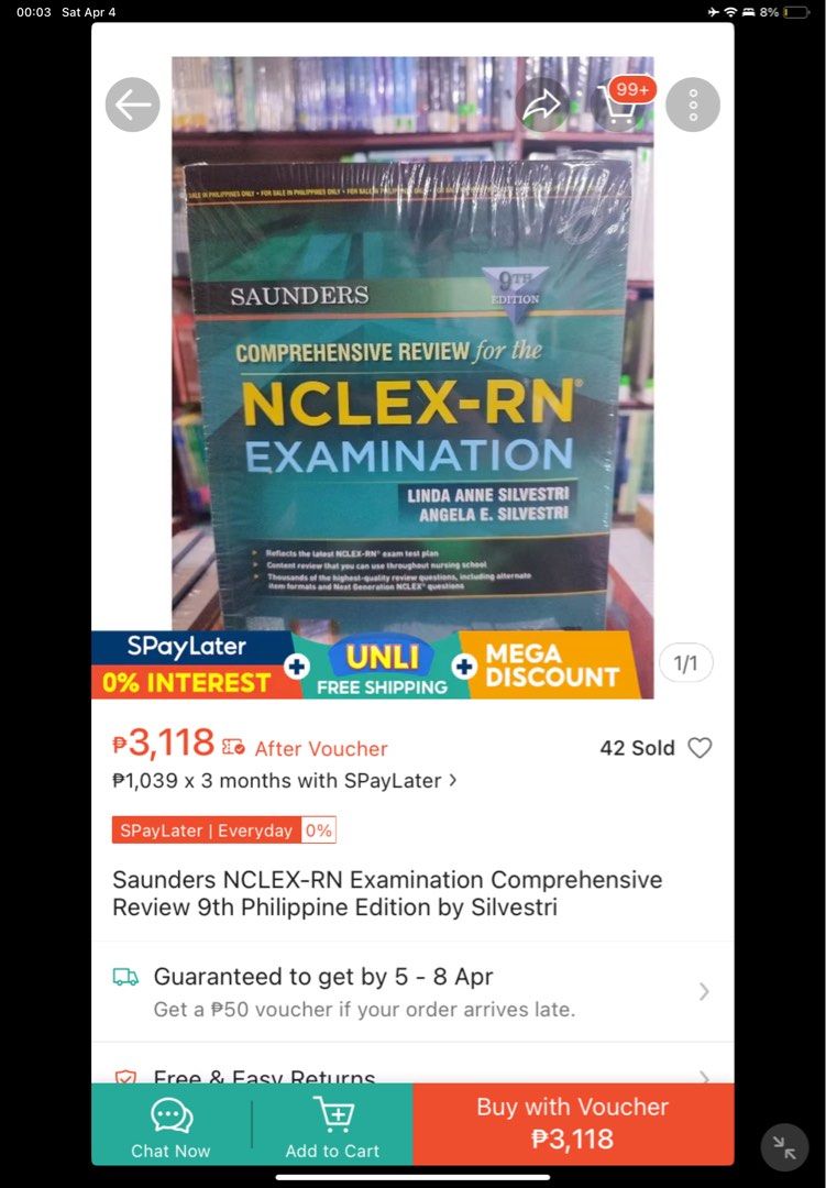 Saunders NCLEX-RN Examination Review 9th Edition (Category: Textbooks) located in Caloocan City. Submitted by bawsixteen (Listing ID 1429999224, Image 1). Description: for sale saunders nclex 9th ed! 3k only!!! no highlights bnewww loc pampanga pm pm pm !!! 🫶🏻🫶🏻.