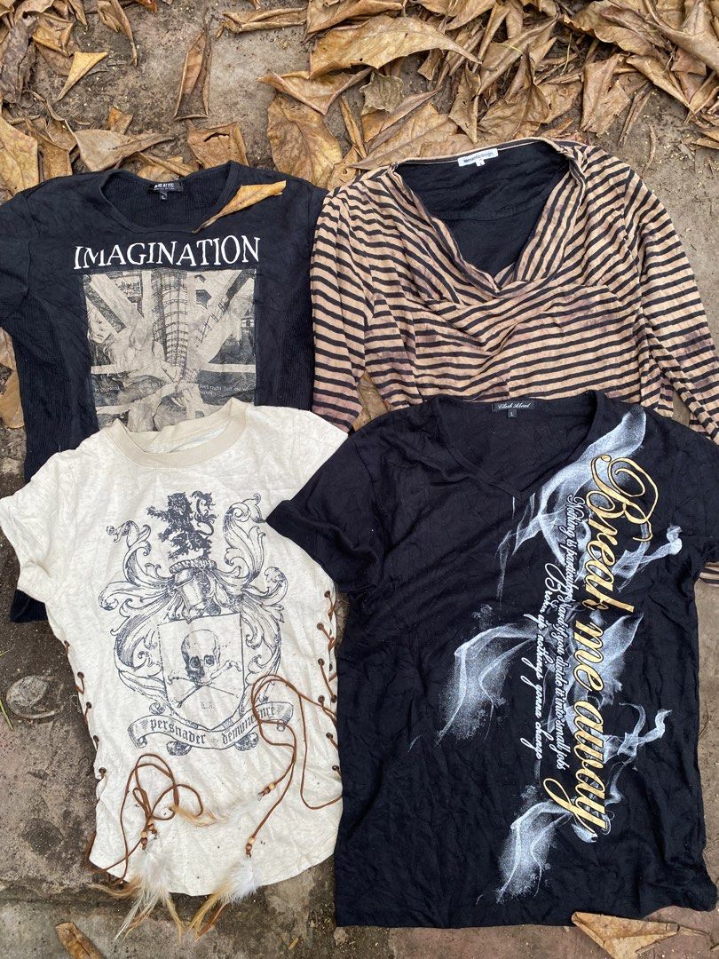 Take all clash ahead , in the attic , semantic design , random w/ feather (Category: Tshirts & Polo Shirts ) located in Iligan City. Submitted by trickorthrift1 (Listing ID 1430003532, Image 1). Description: Random sizes take all only All good condition.