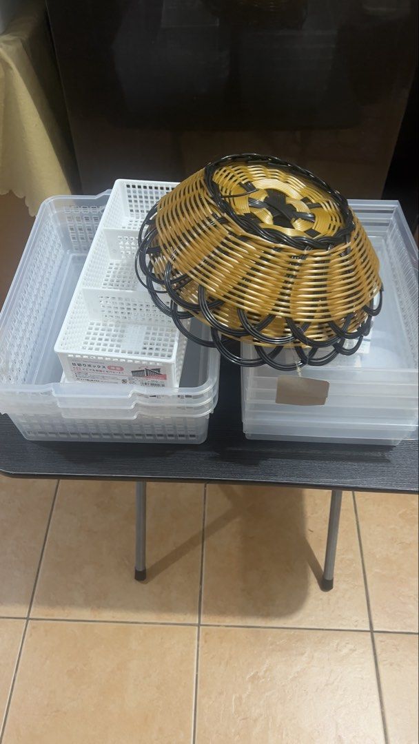 Woven Basket with Storage Bins (Category: Storage Boxes & Baskets) located in Manila. Submitted by tinkerrbelle (Listing ID 1429981082, Image 1). Description: Take all mini table and trays. Used only once. .