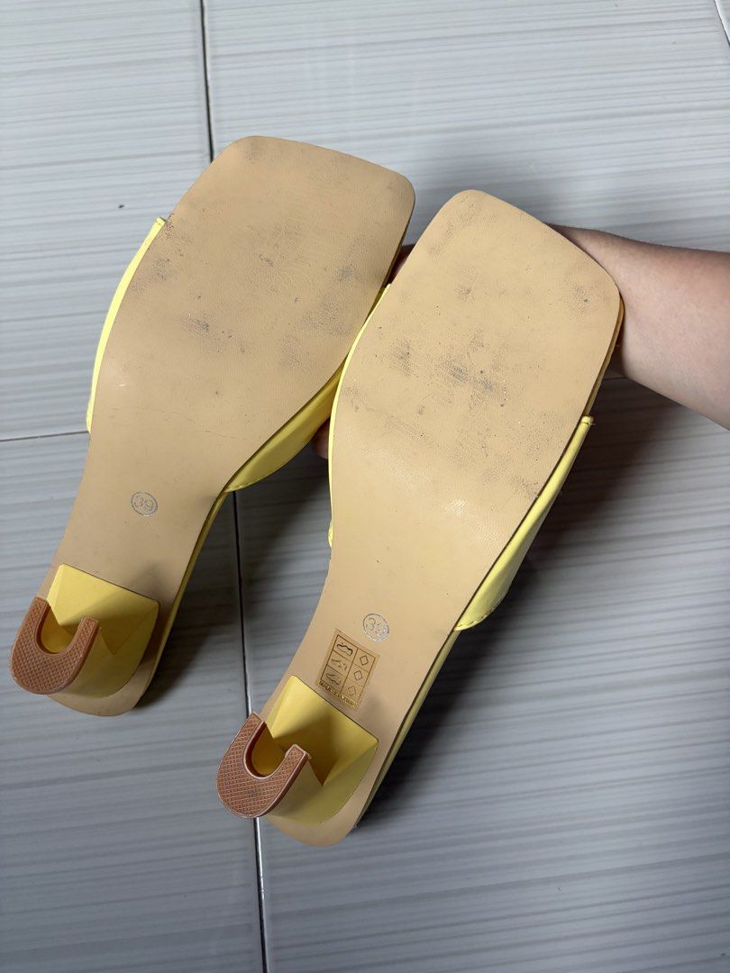 yellow kitten heels (Category: Heels) located in Cainta. Submitted by comethruuu (Listing ID 1429901045, Image 3). Description: bought from shein used once lang for a shoot size EU39 fits US8 womens pair only, no box na :).
