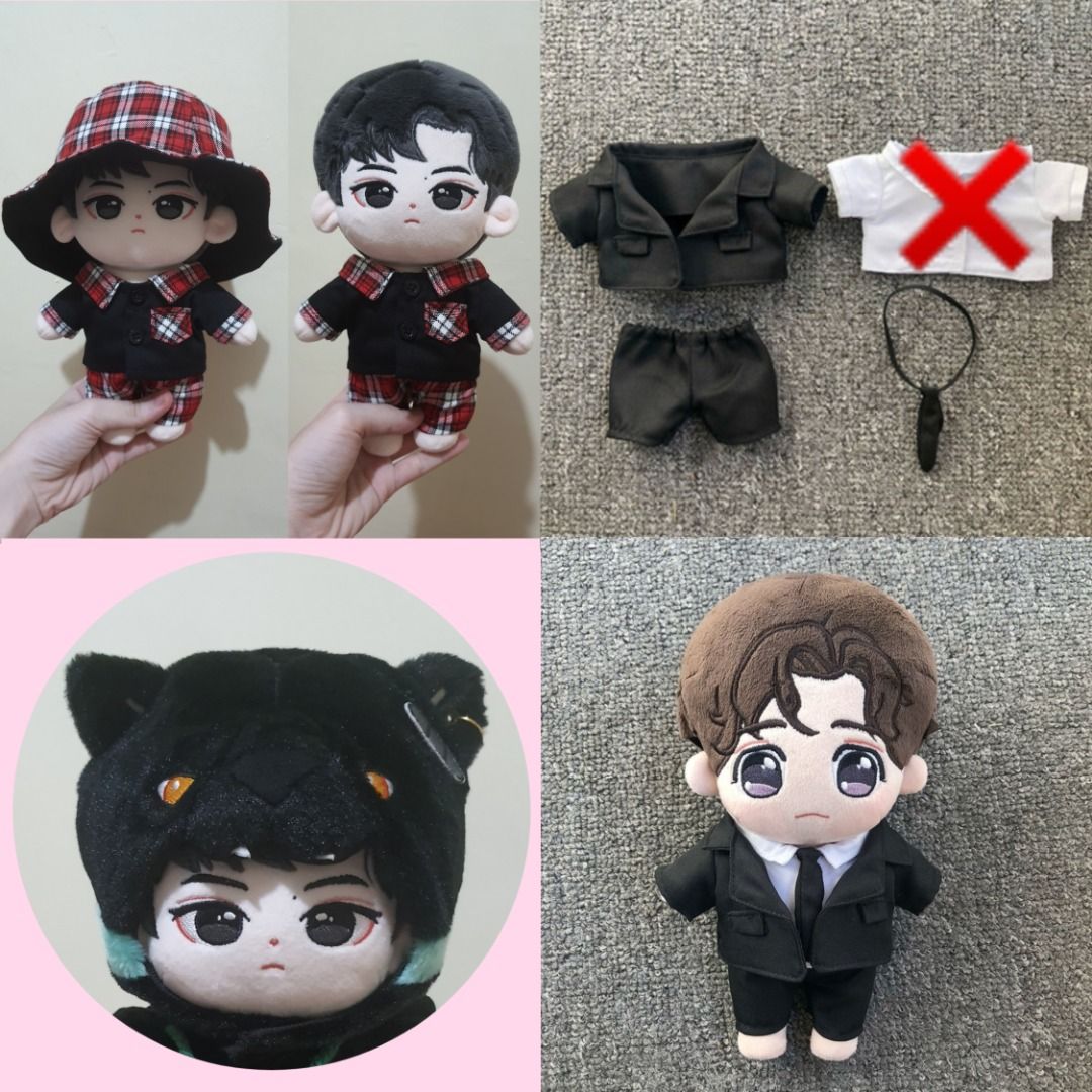 20cm Doll Clothes (Doll not included) (Category: Figurines & Statues) located in Mandaluyong City. Submitted by whitehikari (Listing ID 1435237794, Image 1). Description: Panther Head Accessory only - ₱120 Black Suit, Pants & Tie (inclusions: Black Suit, Tie & black pants ONLY white polo NOT INCLUDED) - ₱300 Checkered clothes (inclusions: reversible bucket hat, checkered polo & pants) - ₱300 Selling clothes only. Doll NOT INCLUDED!!.