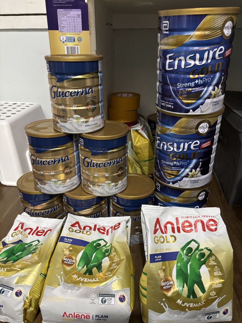 Abbott Glucerna, Ensure Gold, Anlene Gold (Category: Health Food, Drinks & Tonics) located in Caloocan City. Submitted by tinytouch92742 (Listing ID 1435225804, Image 2). Description: - Available: Abbott nutritional supplements - Flavors: Glucerna (vanilla), Ensure Gold (vanilla), Anlene Gold (plain) - Condition: Sealed and unopened - Quantity: Multiple cans/packs available - Pricing: Please inquire for details.