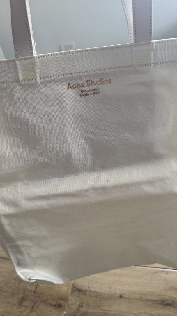 Acne Tote Bag (Category: Tote Bags) located in Tagaytay City. Submitted by prelovedbytmj (Listing ID 1435174321, Image 3). Description: Acne Tote Bag. Color White. Authentic. Super light. .