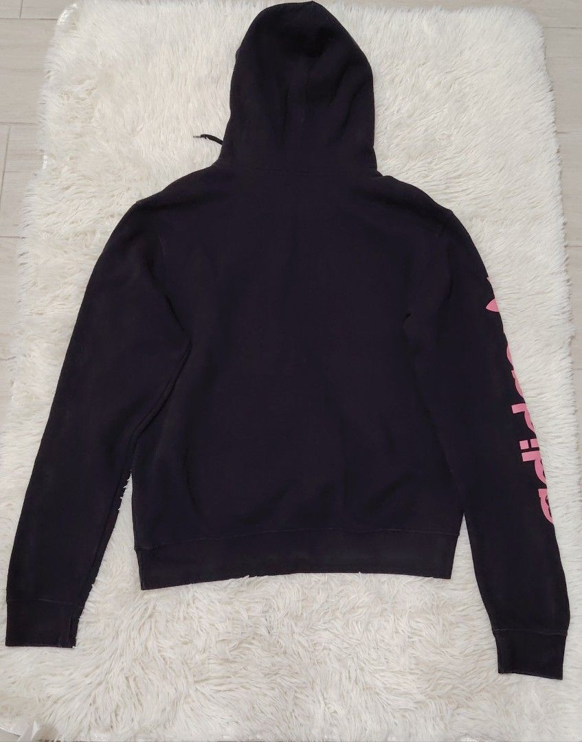 adidas hoodie (Category: Coats, Jackets and Outerwear) located in Bulacan. Submitted by shell_23 (Listing ID 1435288383, Image 3). Description: - Adidas hoodie - Black color - Pink design on sleeve and chest - Free size - Stylish and comfortable fleece free ship.