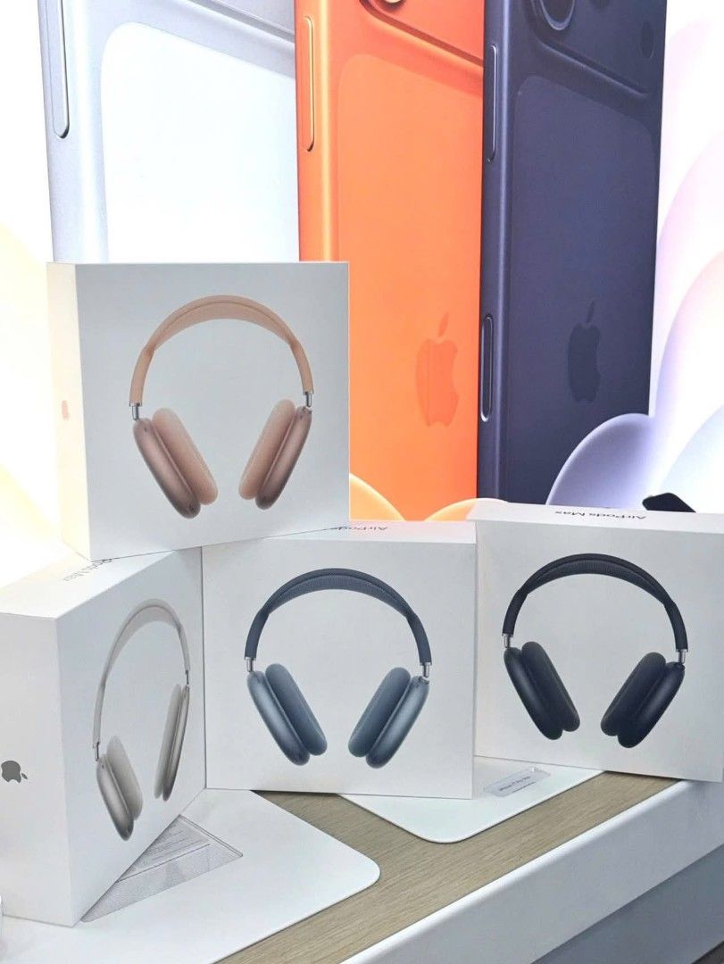 Apple AirPods Max - Various Colors (Category: Headphones & Headsets) located in Angeles City. Submitted by measaliman02351 (Listing ID 1435304542, Image 1). Description: Apple AirPods Max headphones available in multiple colors. The images show the headphones in their original packaging. Colors include silver, space gray, sky blue, pink, and green. The headphones come with a carrying case. Multiple units are available..