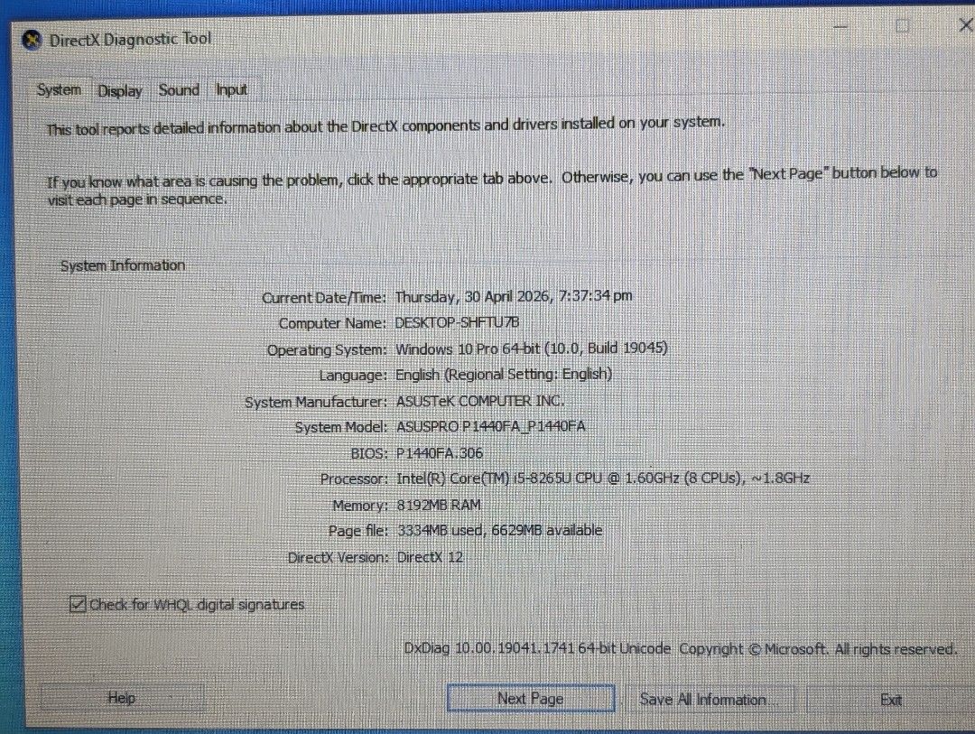 Asus Notebook P1440F441387430488330241
