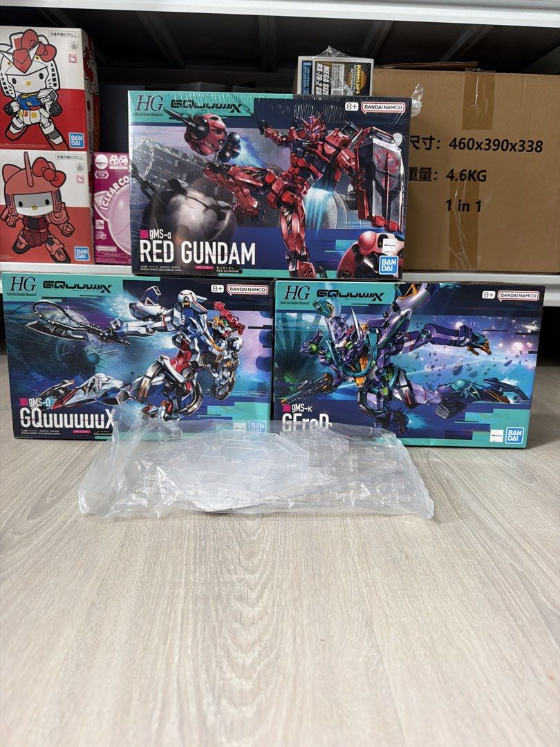 Bandai HG Gunpla Model Kits - Red Gundam, GQuuuuuuX, GFreD (Category: Gundam Model Kits) located in Singapore. Submitted by itchy_fingers (Listing ID 1435202120, Image 1). Description: Figure stand included to display all 3 kits together. Open to discuss on dealing at your location. Else POC at my convenience. - All kits are new. - Perfect for Gundam enthusiasts. - Ready for assembly and display..