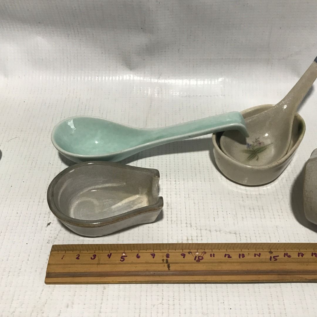 Ceramic Spoon and Rest Set #4592 (Category: Dinnerware & Cutlery) located in Malabon City. Submitted by mldg.surplus (Listing ID 1435263642, Image 3). Description: - Set includes 3 ceramic spoons and matching rests. - Colors: light green, beige, and beige with blue handle. - Curved design for comfortable use. - Perfect for serving soups and other dishes. MLDG Surplus Reminder: •Expect minimal flaws such as stain, lint, scratches etc. •No reservat