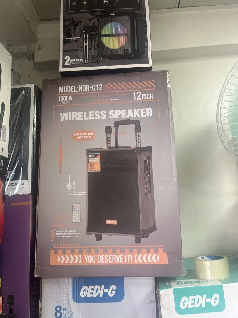 classic speaker (Category: Soundbars, Speakers & Amplifiers) located in Manila. Submitted by juanforallshop (Listing ID 1435296205, Image 1). Description: - NDR-C12 Wireless Speaker - 12-inch size - 1500W power - Portable design with handle and wheels.