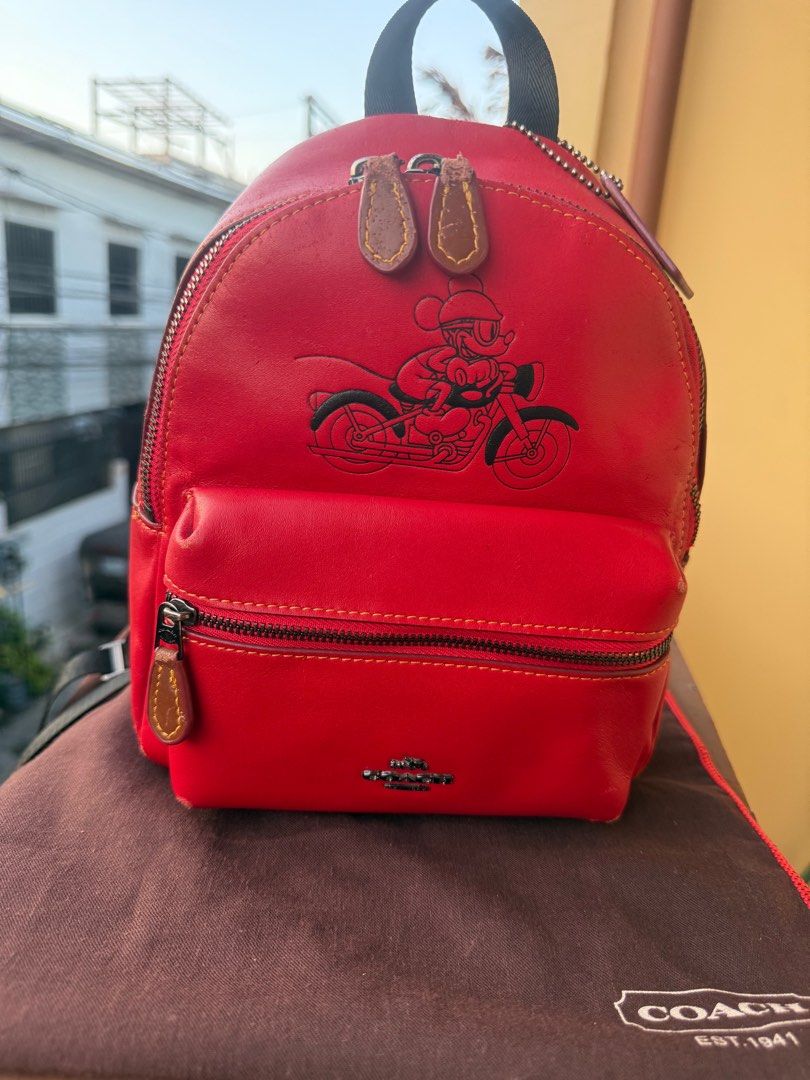 Coach Disney Collaboration MICKEY MOUSE leather MINI BACKPACK (Category: Luxury Bags & Wallets) located in Paranaque City. Submitted by lyn0618 (Listing ID 1435268276, Image 2). Description: FOR SALE! - AUTHENTIC Coach Disney MICKEY MOUSE Collaboration With HANGTAG COACH DUST BAG NOT INCLUDED !! used for Photo only - Mini Backpack - Red Leather - Features Mickey Mouse design - MINI SIZE . CLEAN INSIDE. 1 ZIPPERED POCKET. TAG INTACT INSIDE CREED V