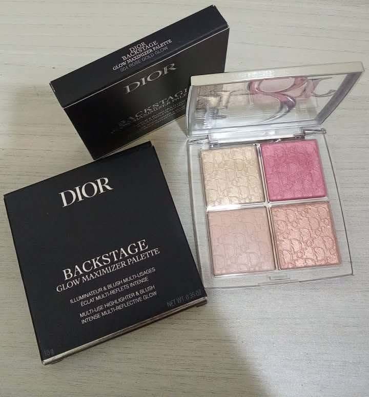 Dior Backstage Glow Maximizer Palette 001, 003, 004, 005 (Category: Makeup) located in Paranaque City. Submitted by lalachips (Listing ID 1435206336, Image 3). Description: New/reformulated Dior Maximizer Glow Palette. Available shades: 001 Universal Glow 003 Pearly Peach Glow 004 Rose Gold Glow 005 Sunlit Amber Glow - Dior Backstage Glow Maximizer Palette - Multi-use highlighter and blush - Includes four shades - Designed to illuminate and enhan