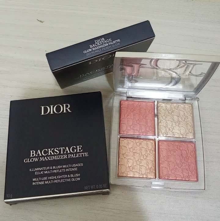 Dior Backstage Glow Maximizer Palette 001, 003, 004, 005 (Category: Makeup) located in Paranaque City. Submitted by lalachips (Listing ID 1435206336, Image 2). Description: New/reformulated Dior Maximizer Glow Palette. Available shades: 001 Universal Glow 003 Pearly Peach Glow 004 Rose Gold Glow 005 Sunlit Amber Glow - Dior Backstage Glow Maximizer Palette - Multi-use highlighter and blush - Includes four shades - Designed to illuminate and enhan