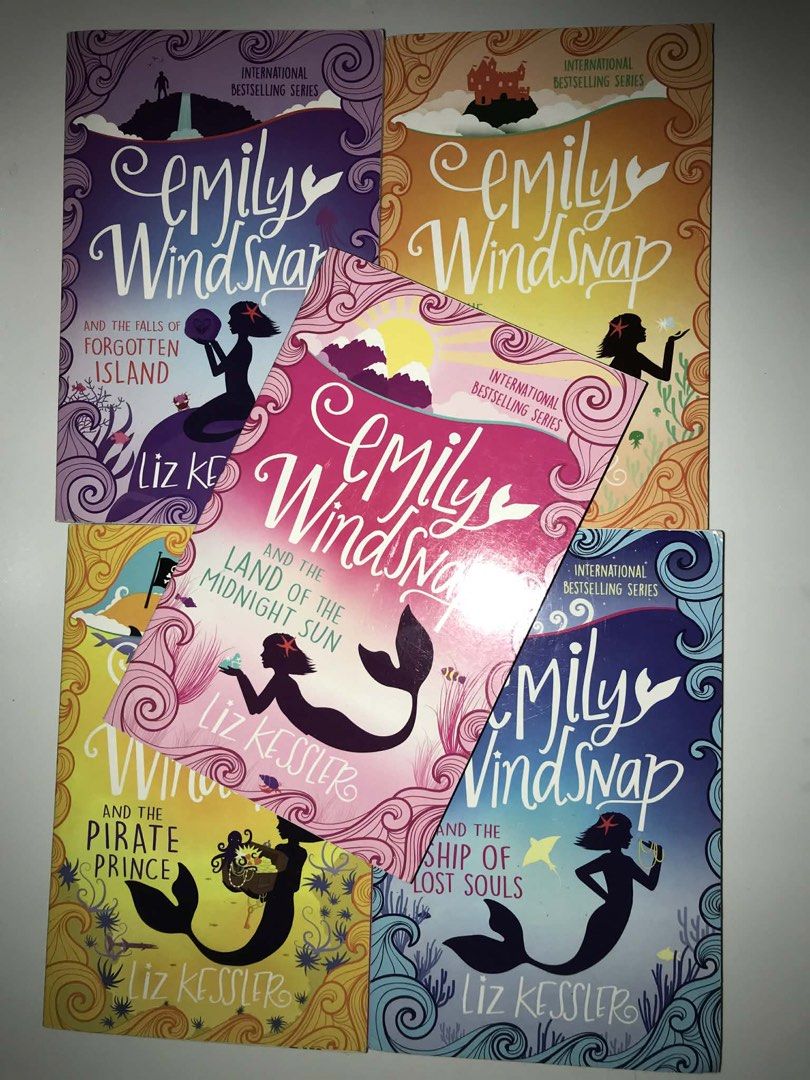 Emily Windsnap Book Series (Category: Storybooks) located in Pilar. Submitted by dhelsomera20308 (Listing ID 1435219755, Image 1). Description: Set of Emily Windsnap books. Includes titles such as "The Falls of Forgotten Island", "The Land of the Midnight Sun", "The Ship of Lost Souls", and "The Pirate Prince". The books are part of the International Bestselling Series. The books are by Liz Kessler..