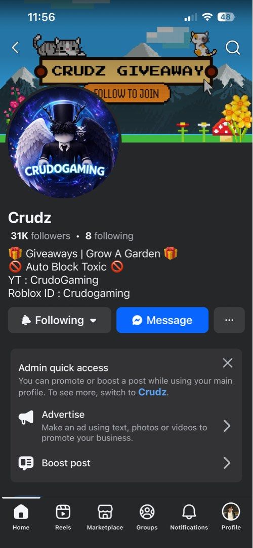FACEBOOK PAGE ROBLOX ACTIVE FOLLOWERS (Category: In-Game Products) located in Imus. Submitted by fieol (Listing ID 1435313943, Image 1). Description: .