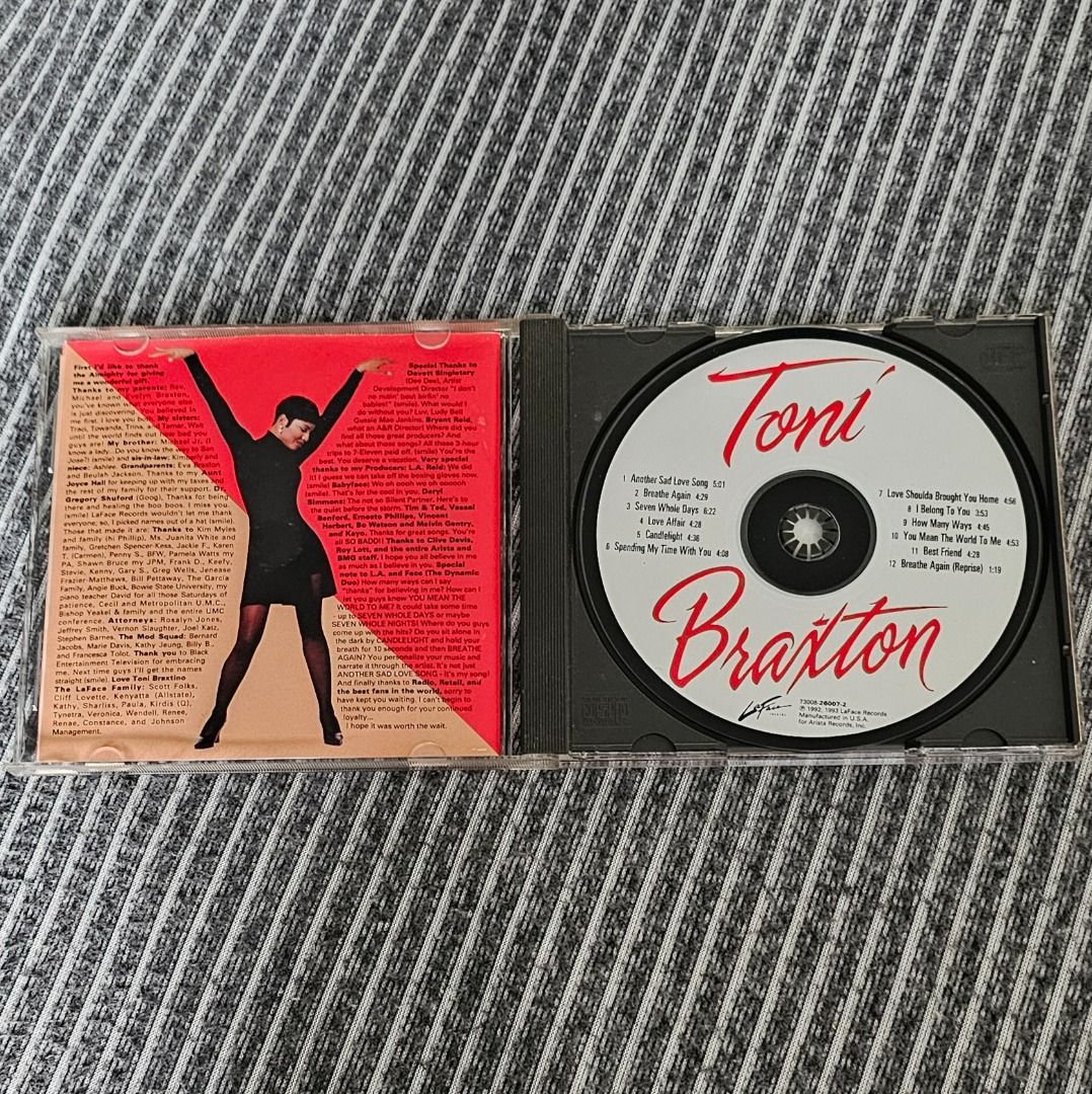 FREE [CD Album] Toni Braxton Self Titled (Category: CDs & DVDs) located in Singapore. Submitted by strangecell (Listing ID 1435281517, Image 2). Description: Thank you for your interest. Get it free with any one item purchase! Please make an offer on the item you would like to buy FIRST 😊🙏 Many more Various Genres: https://www.carousell.sg/p/1253907759 Electronic Dance, EDM, DJ Mix: https://carousell.com/p/1035784902 Easy Listening, Funk Soul, 