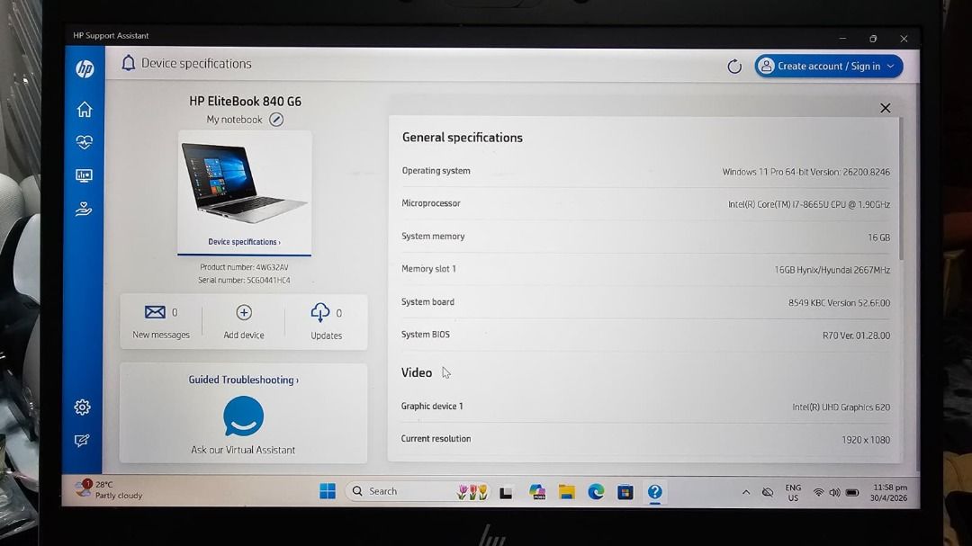 HP EliteBook 840 G6 Notebook PC IDS Base Model441549215394713608