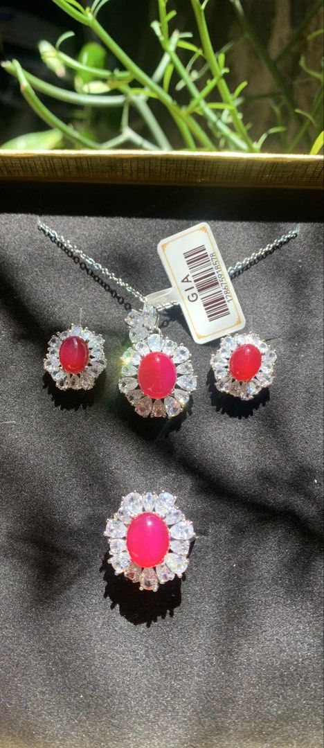 HQ NATURAL BURMESE RUBY JADE WITH SHINY ZIRCONS MICRON SILVER SETTING (Category: Earrings) located in Angeles City. Submitted by aaajaaaded (Listing ID 1435204544, Image 3). Description: IN MICRON SILVER NON-MARKED HYPO ALLERGENIC SETTING SALE FIRM PRICE PAMENT FIRST VIA G PLUS SF HK SOURCED .