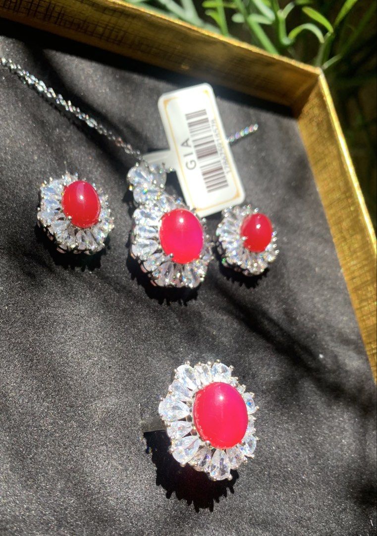 HQ NATURAL BURMESE RUBY JADE WITH SHINY ZIRCONS MICRON SILVER SETTING (Category: Earrings) located in Angeles City. Submitted by aaajaaaded (Listing ID 1435204544, Image 2). Description: IN MICRON SILVER NON-MARKED HYPO ALLERGENIC SETTING SALE FIRM PRICE PAMENT FIRST VIA G PLUS SF HK SOURCED .