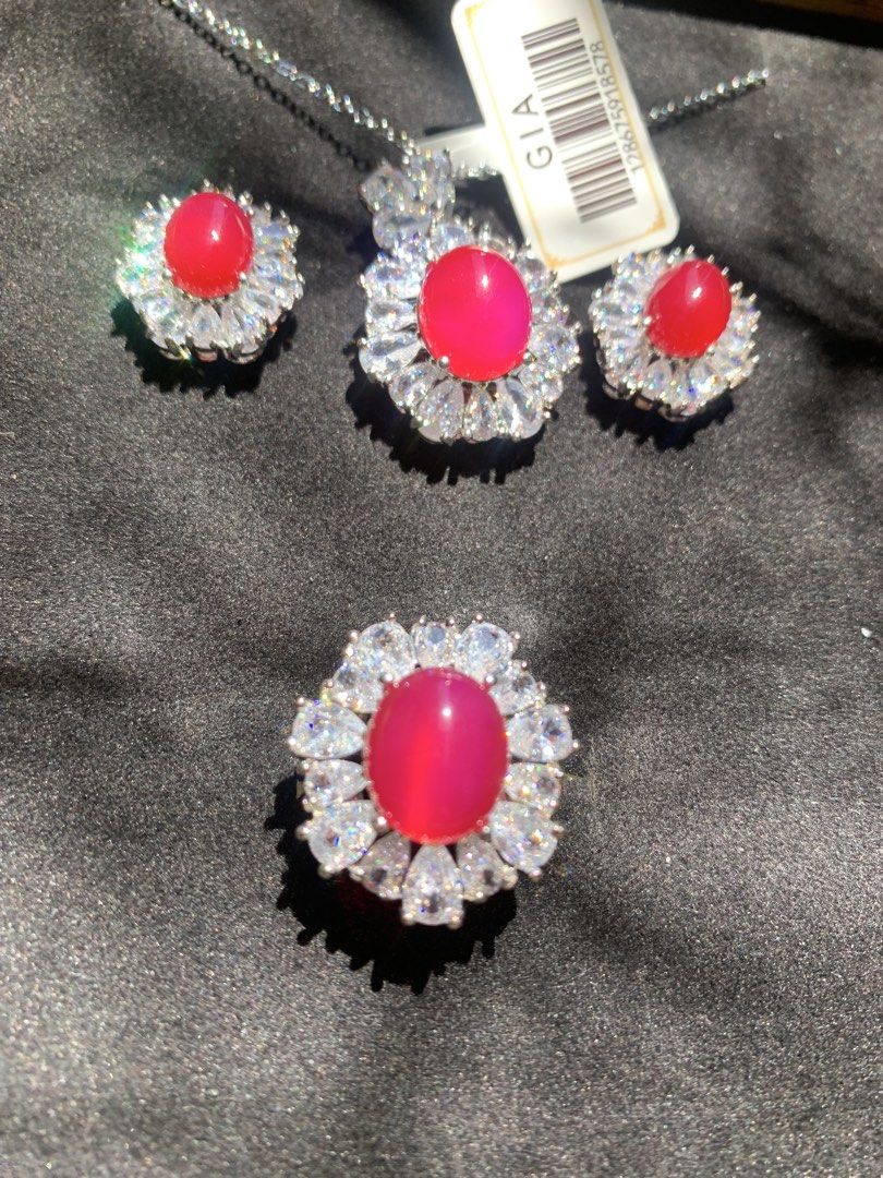 HQ NATURAL BURMESE RUBY JADE WITH SHINY ZIRCONS MICRON SILVER SETTING (Category: Earrings) located in Angeles City. Submitted by aaajaaaded (Listing ID 1435204544, Image 1). Description: IN MICRON SILVER NON-MARKED HYPO ALLERGENIC SETTING SALE FIRM PRICE PAMENT FIRST VIA G PLUS SF HK SOURCED .