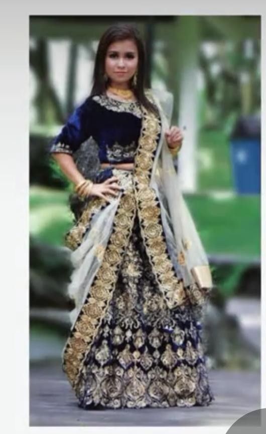 gold satin shirt dress Ishika – Midnight Blossom Embroidered Lehenga main image 0