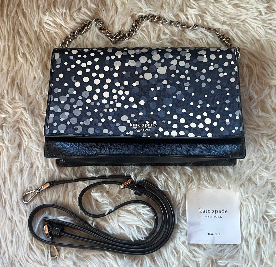 Kate Spade Carson Convertible Crossbody (Category: Luxury Bags & Wallets) located in Davao. Submitted by aevrylscorner (Listing ID 1435177882, Image 1). Description: Authentic Excellent Condition Saffiano leather Silver Hardware Inclusion: Care Card Issue: Small tear (common issue with snap closure bags) Mode of payment: Gcash Shipping Schedule: Weekends only Add sf.