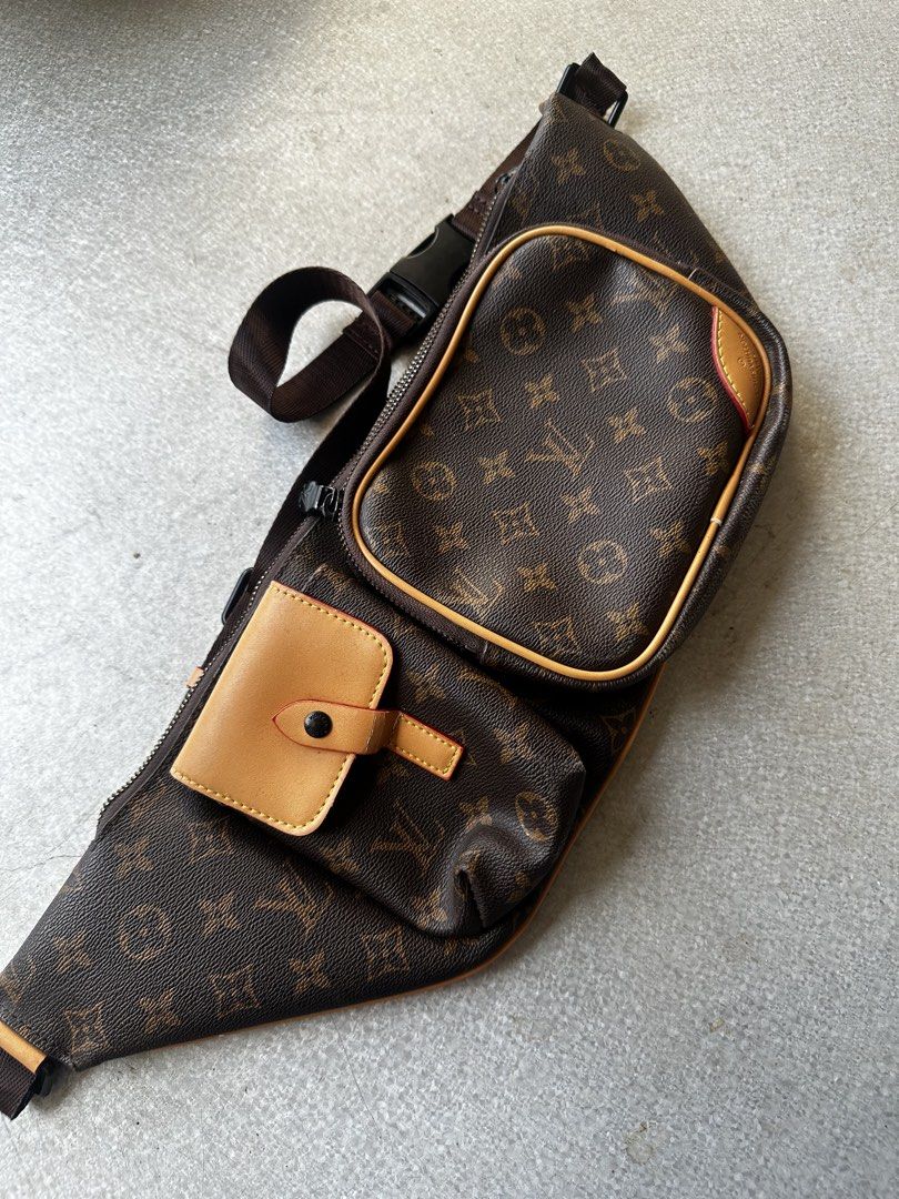Louis Vuitton Monogram Waist Bag (Category: Luxury Bags & Wallets) located in Manila. Submitted by revineapprl (Listing ID 1435304252, Image 1). Description: Authentic Louis Vuitton waist bag in the classic Monogram pattern. Features multiple compartments, including a front pocket with a flap closure and a zippered main compartment. Adjustable strap for a comfortable fit. The bag showcases the iconic LV monogram throughout. Includes a small leath