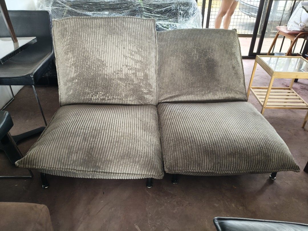 Low lying reclining lounge chair (Category: Chairs) located in Cavite. Submitted by yourownspace.tgyty (Listing ID 1435330743, Image 3). Description: 5k per piece.fabric has no issues, reclining mechanism works perfectly. no issues at all. corduroy fabric is in a grayish brown color with a velvety suede like texture. very soft and comfortable. this'll go really well in a tv room or a room that's designed for comfort with a laid back vibe 2 PCs av