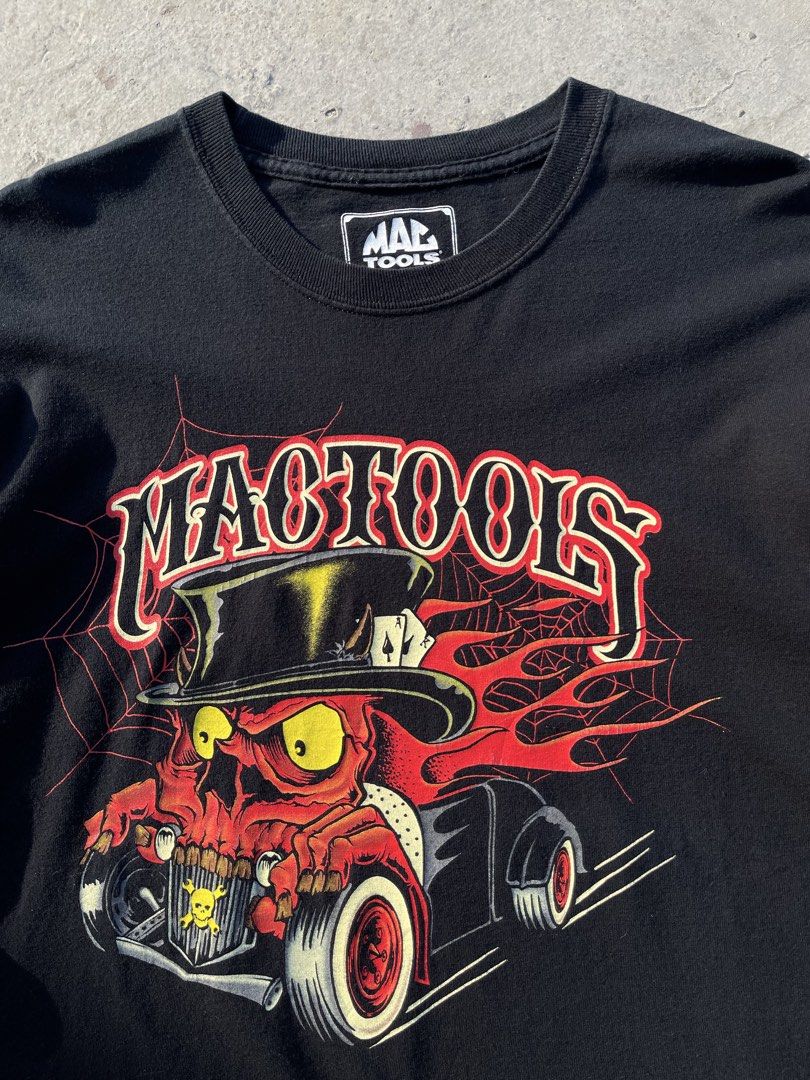 Mactools Hot Rod Skeleton longsleeve shirt (Category: Tshirts & Polo Shirts ) located in Santa Rosa. Submitted by arvintage.ph (Listing ID 1435270894, Image 2). Description: Tagged: Large on tag Width 22” | Length 30.5” Condition: Great Issue(s): Pinhole .