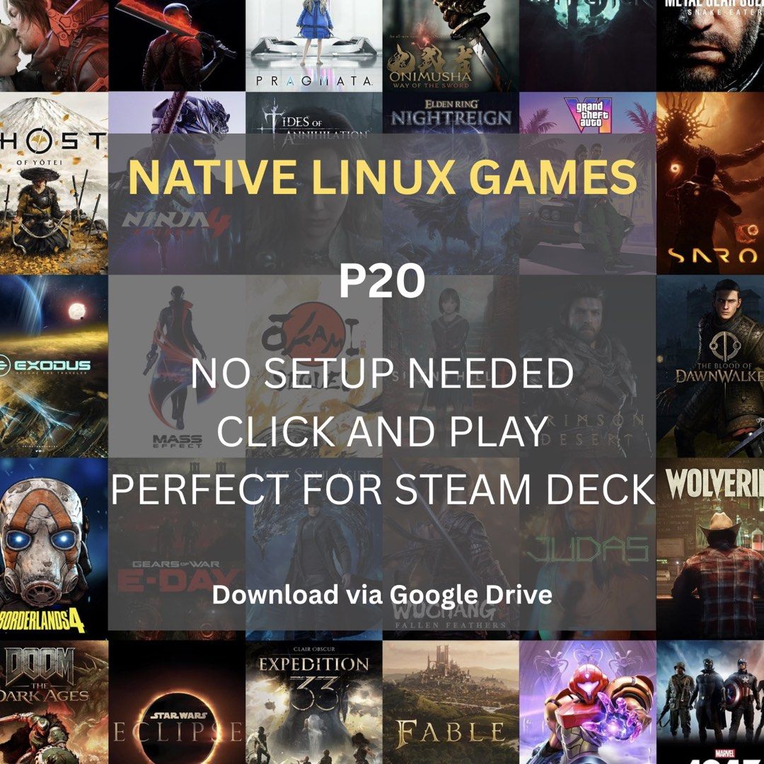 Steam Deck Games (Category: Others) located in Quezon. Submitted by jodslow30 (Listing ID 1435233024, Image 1). Description: - Ready-to-play native Linux games - Perfect for Steam Deck - No setup required - Download via Google Drive - Includes: Assassin's Creed, Hades, Elden Ring, and more games!.