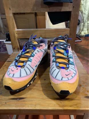 NIKE AIR MAX 98 (Category: Sneakers) located in Baguio. Submitted by brix6699 (Listing ID 1435298672, Image 1). Description: Nike Air Max 98 Corduroy "Amber Rise" Size 9.5 Issue: light scratches,no box .