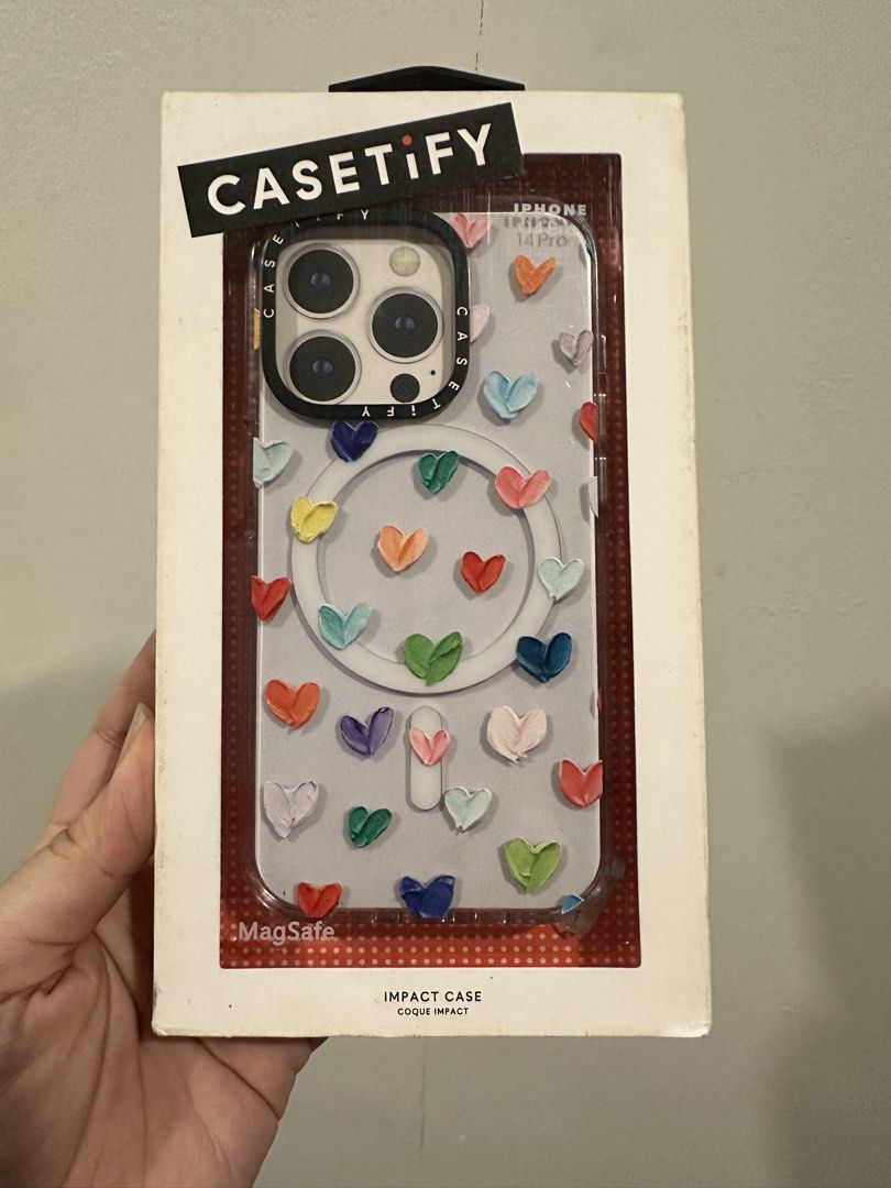 Casetify heart ip14 pro (Category: Cases & Sleeves) located in Quezon City. Submitted by aleigh (Listing ID 1435273142, Image 1). Description: Og Casetify multi color hearts suitable for iphone 14 pro Condition: like new (with box) inclusion: freebie case .