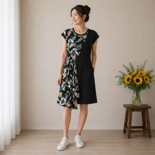 knee length dresses for ladies Buy Technicolor Handwoven Cotton Dress | Dress main image 1