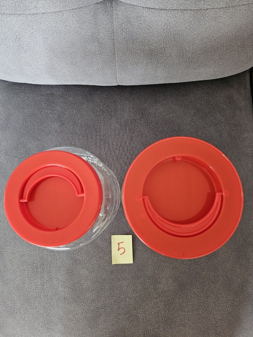 Red Plastic Round Clear Storage Jars with Handles441269120769075201