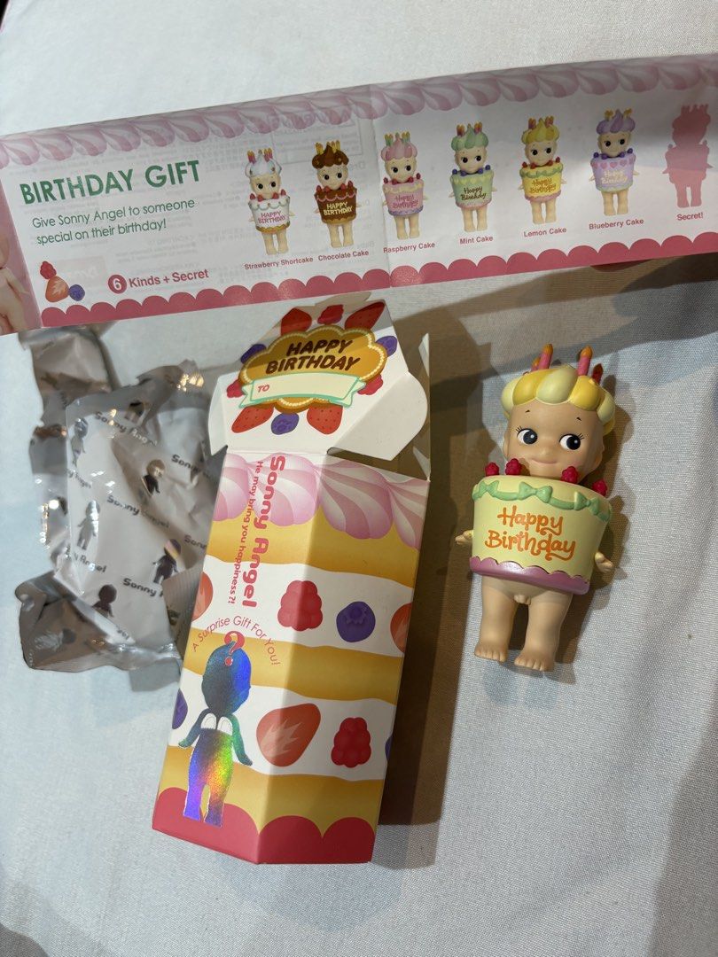 Sonny Angel birthday blind box (Category: Designer & Blind Box Toys) located in Singapore. Submitted by affordable.lovelies (Listing ID 1435330466, Image 2). Description: Lemon cake birthday blind box from Sonny Angel. Yes trades, yes nego! Only meetups..