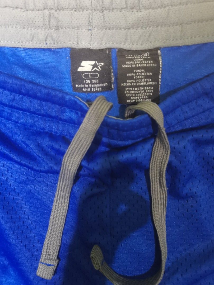 Starter Mesh Shorts - Blue (Category: Shorts) located in Quezon City. Submitted by elihur.tuazon (Listing ID 1435332097, Image 3). Description: - Starter mesh shorts - Color: Blue - Size: L (36-38) - Features: Drawstring waist, gray waistband, Starter logo - Material: 100% polyester - Made in Bangladesh - Ideal for sports and casual wear.