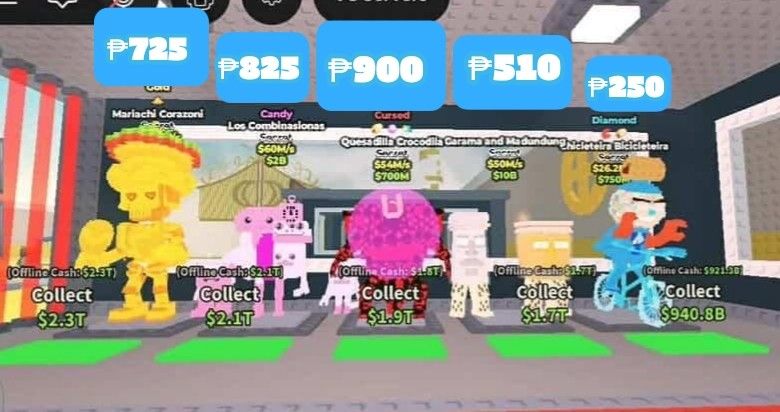 Steal A Brainrot| SAB Secrets (Category: In-Game Products) located in Manila. Submitted by frosty_deals (Listing ID 1435274799, Image 1). Description: Mariachi Los combi Quesadilla crocodila Garama Chicleteira Avail Yours Now!.