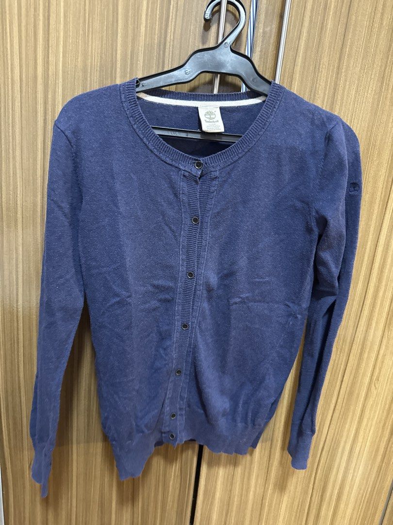Timberland Navy Blue Cardigan (Category: Coats, Jackets and Outerwear) located in Quezon City. Submitted by dropdeadprices (Listing ID 1435175830, Image 1). Description: - Navy blue Timberland cardigan Never used - Size: XS but fits small/medium - Material: 100% cotton - Features: Button-down front, long sleeves - Design: Timberland logo on upper left sleeve .