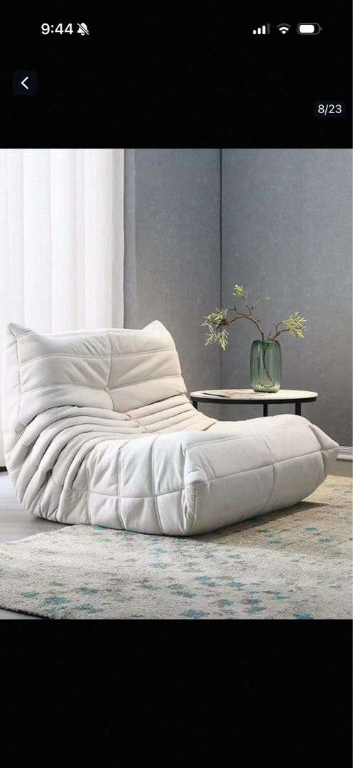 Togo Safa (Category: Sofas) located in Singapore. Submitted by nattywong08 (Listing ID 1435296247, Image 1). Description: Togo-Style Lounge Chair – Super Comfortable & Aesthetic Measurements: 80x95cm FREE DELIVERY (15-20day delivery) FIXED PRICE Selling this modern Togo-inspired lounge chair, perfect for anyone who loves a cozy and stylish setup. The chair has a soft, cushioned design that lets you fully sink in and relax—great for chilling, gami