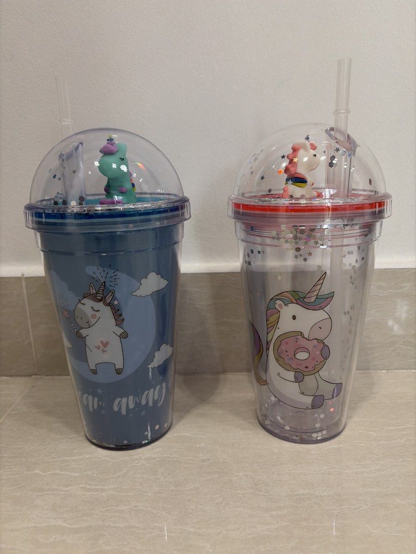 Unicorn Tumbler with Straw (Pink / Blue)