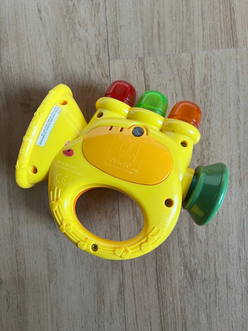Vtech Toot Toot Trumpet Toy (Category: Infant Playtime) located in Pasig City. Submitted by grndhub (Listing ID 1435263465, Image 2). Description: Decluttering Vtech toot toot trumpet toy 6+ months Working (batteries not included) Pre loved Pick up Pasig.