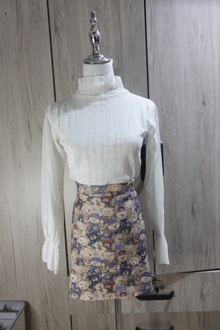 White Lace Top (Category: Blouses) located in Cavite. Submitted by archimage (Listing ID 1435197163, Image 2). Description: - White lace top with long sleeves and high neckline. - Perfect for a casual and stylish look. - I used this for my lolita inner wear! - no flaws - skirt also for sale - buy set for 200.
