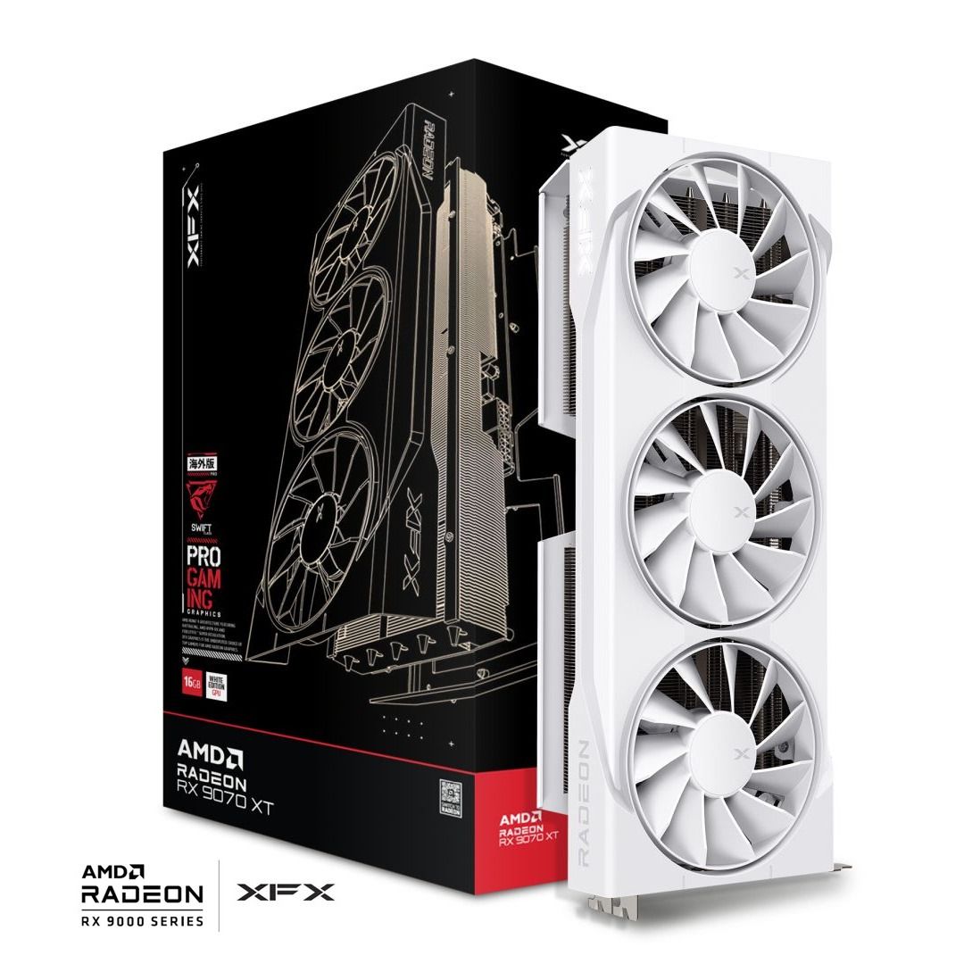 XFX Swift AMD Radeon RX 9070XT White Triple Fan Gaming Edition 16GB GDDR6