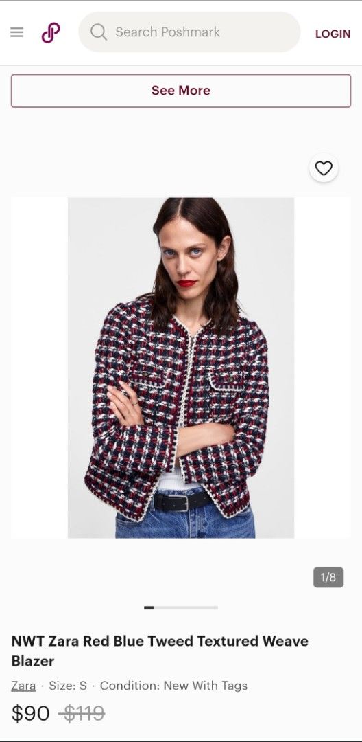 Zara Red Blue Tweed Blazer (Category: Coats, Jackets and Outerwear) located in Paranaque City. Submitted by flatwhite12 (Listing ID 1435176144, Image 2). Description: - Zara Basic tweed blazer - Color: Red, blue, and white - Size: XS - Textured weave - Gold-toned buttons and trim - Round neckline - Front pockets - True to size - Almost new (worn once) - No when-worn photos - No return, No exchange.