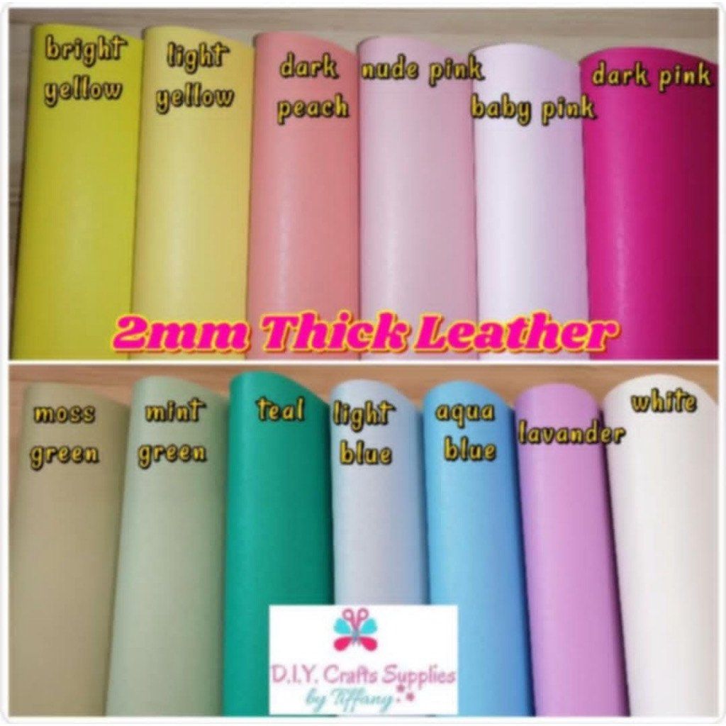 4 yards assorted colors - 2mm Leather Suede Backing (Category: Craft Supplies & Tools) located in Quezon City. Submitted by andreasy2 (Listing ID 1430149118, Image 3). Description: High-quality 2mm thick leather sheets with suede backing, perfect for DIY crafts. TAKE ALL (Baby pink, Black, Lavender, Light Blue) FOR 450. each sheet is 17x36 inches. RFS: bought to make journal covers but tinamad hahaha.
