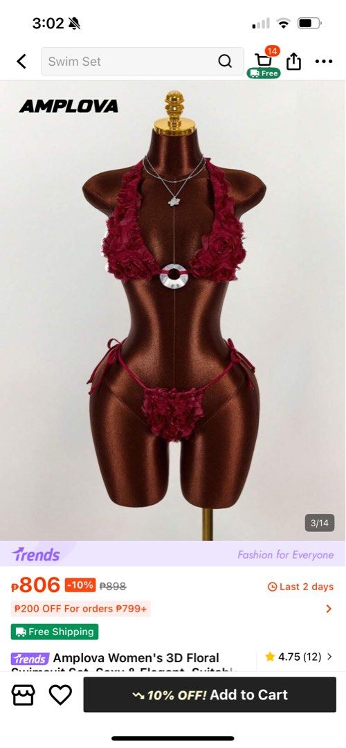 3D Floral Swimsuit 3in1 Set (Category: Bikinis & Swimsuits) located in Manila. Submitted by from_elle (Listing ID 1430090696, Image 3). Description: Brandnew 3d Rose Small selftie Never Worn.